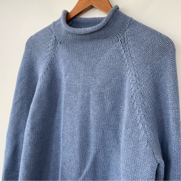 J Crew 1988 RollneckT Sweater in Cotton M Medium Fisherman Unisex Blue BW186 - Picture 5 of 10
